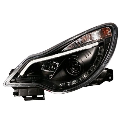 Abbildung von AUTO STYLE Satz Scheinwerfer inkl. TFL &#039;Light Bar&#039; kompatibel mit Opel Corsa D 2011 2014 Schwarz exkl. OPC