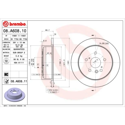 Abbildung von Bremsscheibe BREMBO 08.A608.11