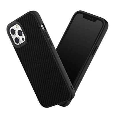 Abbildung von RhinoShield Case kompatibel mit [iPhone 12 Pro Max] SolidSuit Stoßdämpfende &amp; schlanke Schutzhülle Premium Finish 3.5 Meter Fallschutz Austauschbare Kamera Ringe Karbonfaser Textur
