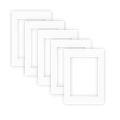 Abbildung von nielsen Conservation Passepartout Karton 2,2 mm 5er Set Außenformat 13x18 cm für Bildformat 9x13 Polarweiß (hellweiß) strukturierte Oberfläche