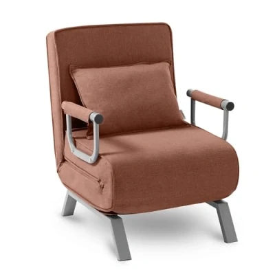 Abbildung von Makika Schlafsessel Schlafsofa TED 3in1 mit Armlehne Bettfunktion Verstellbare Rückenlehne inkl. Kopfkissen Bis 200kg Klappsessel Relaxsessel Sofabett Klappbett Gästebett Wohnzimmer Braun