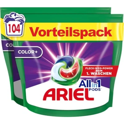 Abbildung von Ariel Waschmittel Pods All In 1, Color+ Flüssigwaschmittel, 104 (2x52) Waschladungen, Kraftvolle Fleckenentfernung Nur 1 Waschgang