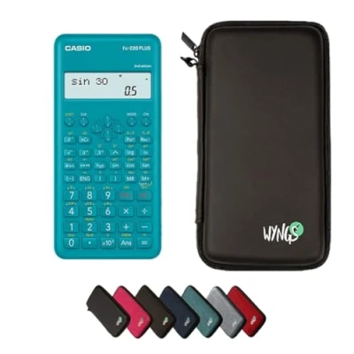 Abbildung von Casio fx 220 Plus 2nd Edition Taschenrechner inklusive Schutztasche von WYNGS in Schwarz Basic Set