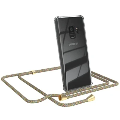 Abbildung von EAZY CASE Handykette kompatibel mit Samsung Galaxy S9 Handyhülle Umhängeband, Handykordel Schutzhülle, Silikonhülle, Hülle Band, Stylische Kette für Smartphone, Rainbow