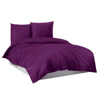 Abbildung von Mixibaby Bettwäsche Bettgarnitur Bettbezug 100% Baumwolle 135x200 155x220 200x200 200x220, Farbe:Violett, Größe:200 x 200 cm