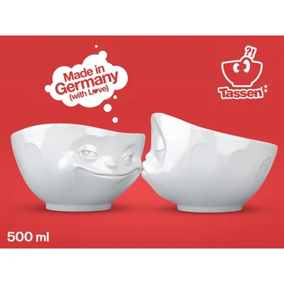 Abbildung von Schale mit Gesicht verträumt weiß 500ml Müslischale lustige Tasse Porzellan