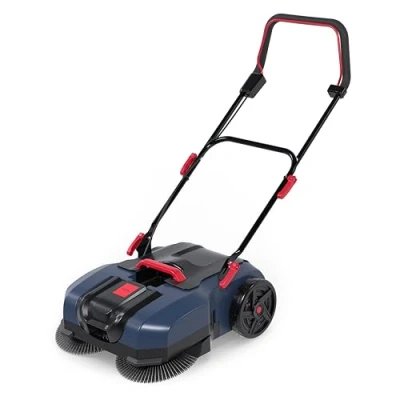 Abbildung von Güde Akku Kehrmaschine GKM 18 401 30 (18V E3 Serie, Li Ion, 61 cm Kehrbreite, 1800 m² Flächenleistung pro Stunde, 20 l Schmutzbehältervolumen, klappbarer Bügel, inkl. 4 Ah Akkupack und 3 A Ladegerät)