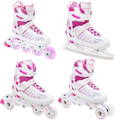 Abbildung von Rollschuhe Einstellbare 4in1 Leuchtende LED Räder Grace Weiß/Rosa
