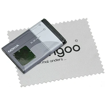 Abbildung von Akku für Nokia Original BL 4C LiIon 6101, 6102, 6103, 6125, 6131, 6136, 6170, 6260, 6300, 6300i mit mungoo Displayputztuch