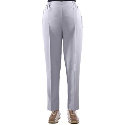 Abbildung von Eitex Damen Seniorenhose Schlupfhose mit Gummizug Kurzgröße ideal für pflegebedürftige Omas einfach anzuziehen und super pflegeleicht (40/42, hellgrau)