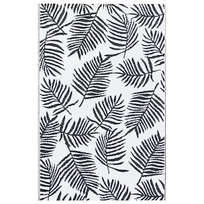 Abbildung von vidaXL Outdoor Teppich Zweischichtiger Jacquard Terrassenteppich Küchenteppich Außenteppich Indoor Balkon Terrasse Flur Küche Bad Weiß Schwarz 120x180cm PP
