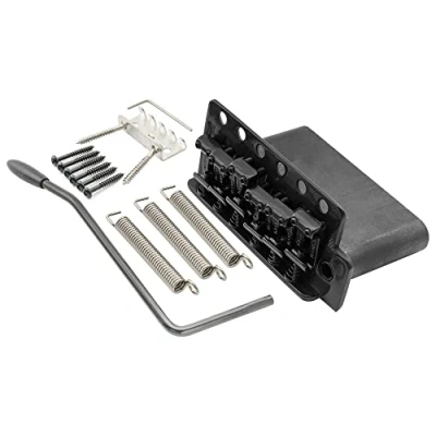 Abbildung von Wilkinson WVC SB 54mm 6 Loch Strat Tremolo Steg Gitarre Bridge mit Vintage Stahl Saitenreiter Voller Solid Stahlblock für USA und Japan Strat, Schwarz
