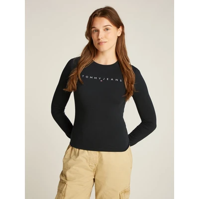 Abbildung von Tommy Jeans SLIM Linear TEE Langarmshirt, Damen, Größe: 52, Black