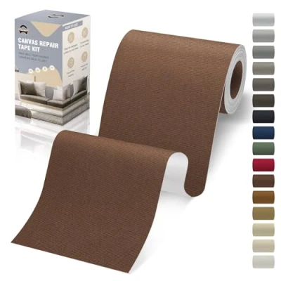 Abbildung von OAZ Flicken Selbstklebend Stoff, 10 x 200 cm Leinwand Stoff Selbstklebend, Dunkelbraun, Wasserdichtes für Sofa Zelt Möbel Autositz Liege