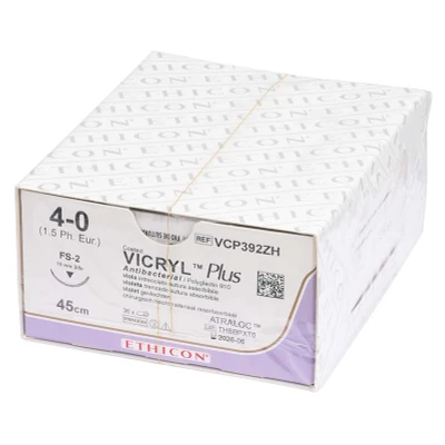 Abbildung von VICRYL Plus violett geflochten 0,45m 4/0 FS2 Stärke 1,5 36er