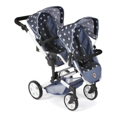 Abbildung von CHIC2000 Puppen Zwillingsbuggy Linus Duo, Sternchen, mit zwei abnehmbaren, bis in Liegeposition verstellbaren Sportsitzen