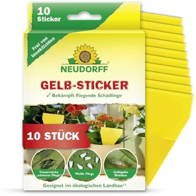 Abbildung von Neudorff Gelbsticker gegen kleine fliegende Schädlinge wie Trauermücken, insektizid frei, geruchlos, 10 Stück (1er Pack), Schwarz