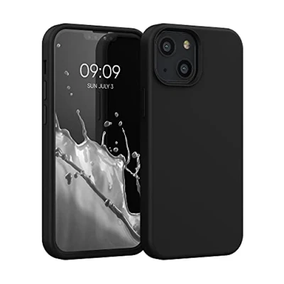 Abbildung von kwmobile Hülle kompatibel mit Apple iPhone 13 Mini Silikon Handy Case Handyhülle weiche Oberfläche kabelloses Laden Schwarz