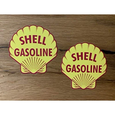 Abbildung von MG419 / 2X Shell Vintage Öl Aufkleber ca. 8,5x8,5cm Oil Oldtimer Old School V8 USA Retro Sticker Rost Look Rat Rod Hotrod