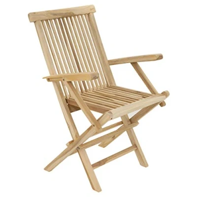 Abbildung von Divero Stuhl Gartenstuhl Terrassenstuhl Klappstuhl aus Teak Holz Hochlehner mit Armlehnen klappbar massiv unbehandelt Natur
