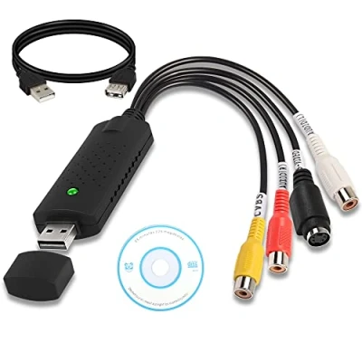 Abbildung von MEIRIYFA USB 2.0 Video Audio Capture Adapterkabel, VHS zu Digital Konverter, Grabber VCR TV DVD Konverter Adapter für Windows PC
