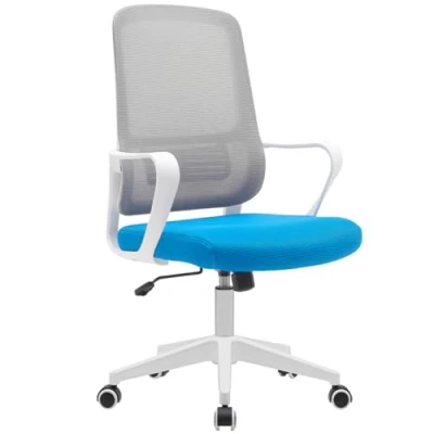 Abbildung von BAKAJI Sedia da Ufficio Blu e Grigio Poltrona Scrivania Girevole Regolabile 98 108cm Bürostuhl, Legierter Stahl Nylon, Blau und Grau, 57 x 108 cm