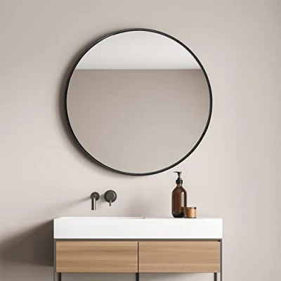 Abbildung von en.casa Wandspiegel, Wandspiegel »Ordona« Ø 40cm Alu matt schwarz