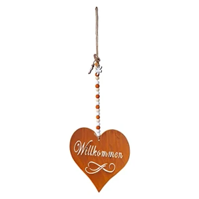 Abbildung von levandeo Schild Willkommen 19x16cm Herz Gartendeko Türschild Edelrost Metallschild Wandbild Rostdeko Deko Rost Gartenschild Geschenkidee