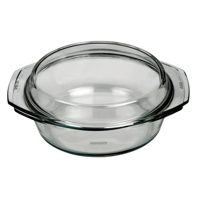 Abbildung von Bohemia Cristal Auflaufform Simax Schüssel rund mit Deckel flach 2,5 L, Glas