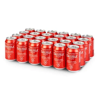 Abbildung von DAURA DAMM Ohne Gluten bier 5.4% Alkohol (Pack 24 Dosen x 330ml) geschenk, biere der welt, set, Estrella Damm, geschenk geschenke für männer, höhle löwen produkte