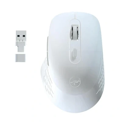 Abbildung von Mobility Lab Omega Kabellose Bluetooth Maus Ergonomisch, USB und C Empfänger, leise Klicks, einstellbare DPI, MacOS Windows kompatibel Weiß