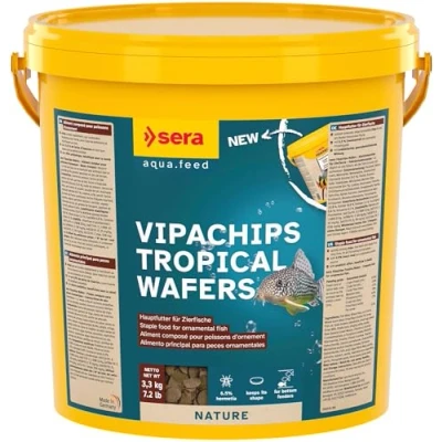 Abbildung von sera Vipachips Wafers 10 L (3,3 kg) Hauptfutter 4% Insektenmehl Schnell sinkende Chips für alle bodenfressende Fische Ohne Farb &amp; Konservierungsstoffe Ressourcenschonend naturnahe Ernährung