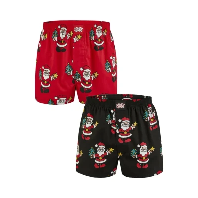 Abbildung von Lousy Livin Underwear Santa 2 PACK Boxershorts, Herren, Größe: Large, Black red