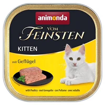 Abbildung von vom Feinsten Kitten Katzenfutter nass mit Geflügel (32 x 100g), ohne Getreide und Zucker von animonda, frischen fleischlichen Zutaten