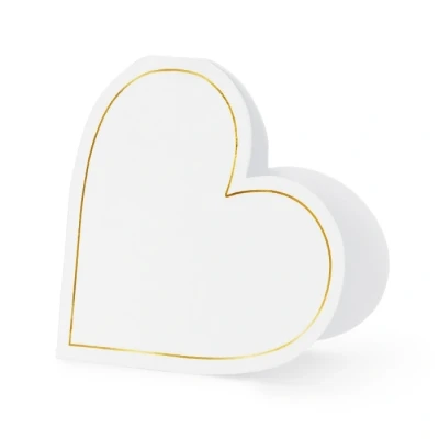 Abbildung von partydeco Papierdekoration, Tischkarten Herzen 15,7x22cm 10 Stück weiß gold
