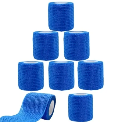 Abbildung von 8 Rollen Selbstklebender Verband, 5cm x 4,5m Non Woven Pflaster Verbandsmaterial für Mensch und Tier, Elastische Binde Bandage Fixierbinde Haftbandage Selbstklebend Sport, Haustiere, Blau