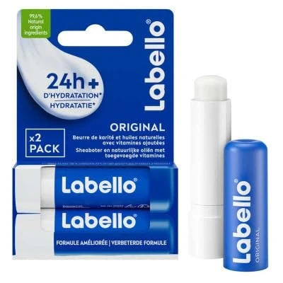 Abbildung von LABELLO Duo Original (1 x 5,5 ml), Lippenbalsam angereichert mit natürlichen Ölen und cremiger Textur, Lippenpflege, langanhaltende Feuchtigkeitsversorgung für 24 Stunden