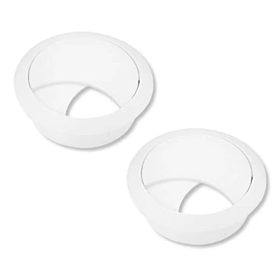 Abbildung von cyclingcolors 2x Kabeldurchführung Kunststoff runde kabellose Kabeldurchlässe Kabeldose Bohr 58 mm Kabelführung zum Eindrücken Schreibtischkanal Kabeldurchlass, Weiß