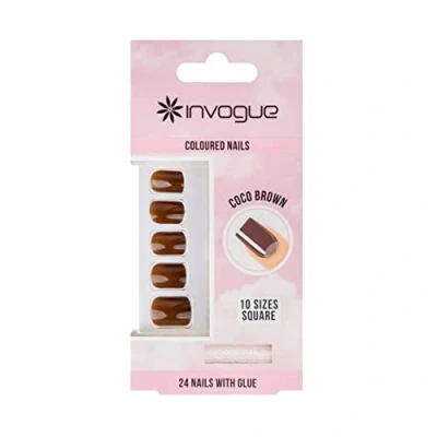 Abbildung von Invogue Coco Brown Square Nails (24 Pieces)