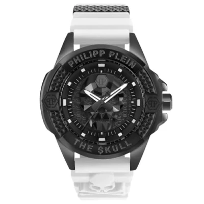 Abbildung von Philipp Plein The $Kull Unisex Armbanduhr Analog Quarz Silikon Schwarz/Weiß Pwaaa2624 Armband, Pwaaa2624, Armband
