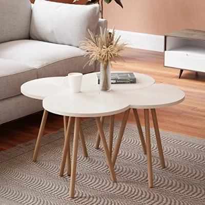 Abbildung von en.casa Couchtisch, Højer Beistelltisch Set 4 tlg. 48 x 45 32 cm Weiß