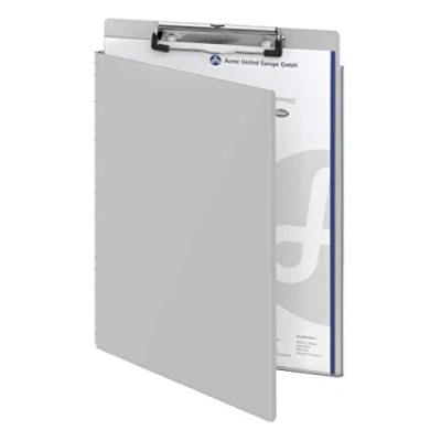 Abbildung von Westcott E 17005 00 Klemmbrett aus Aluminium, DIN A4, mit Schutzklappe und Aufhängeöse