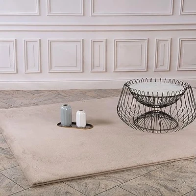 Abbildung von Carpet City Hochflor Teppich &quot;TOPIA 400&quot;, rechteckig, 21 mm Höhe, Kunstfell mit Kaninchenfell Optik, Haptik, Schlafzimmer