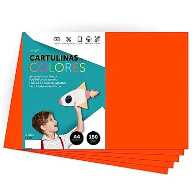 Abbildung von Farbkarton, A4 intensive Farben, 180 g, für Bastelarbeiten, Drucken Sie Ihre Dokumente und kreativen Designs, Farbblätter, m office (50 Blatt, Orange)