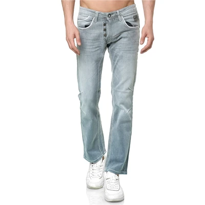 Abbildung von Rusty Neal Designer Jeanshose Hell Grau Regular Fit Stretch Elastisch Light Grey Straight 41, Farbe:Grau, Größe Jeans L32 + L34:29/32