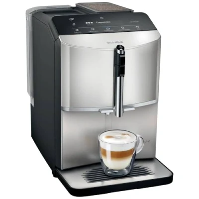 Abbildung von SIEMENS Kaffeevollautomat &quot;EQ300 TF303E07, viele Kaffeespezialitäten, OneTouch Funktion&quot;, benutzerfreundliches Display, Keramikmahlwerk, silber metallic