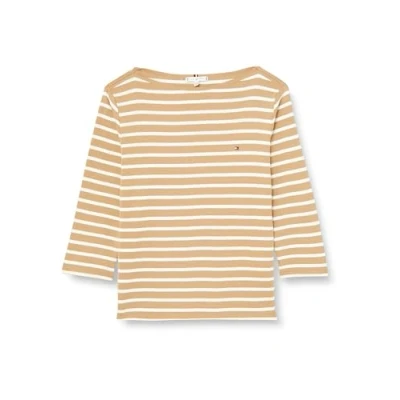 Abbildung von Tommy Hilfiger Curve NEW CODY SLIM Langarmshirt, Damen, Größe: 46, Khaki/ecru