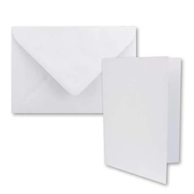 Abbildung von 100x DIN B6 Faltkarten Set mit Umschlägen in Hochweiß 120 x 170 mm ideal für Einladungskarten, Hochzeit, Taufe, Kommunion, Konfirmation Marke: FarbenFroh