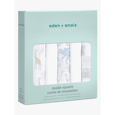 Abbildung von aden + anais essentials musy Spucktücher, Mulltücher Set für Neugeborene &amp; Kleinkinder, 100% Baumwoll Musselin Mehrzweck Babytücher Mädchen Jungen, 60x60cm, Natural History, 5er Pack