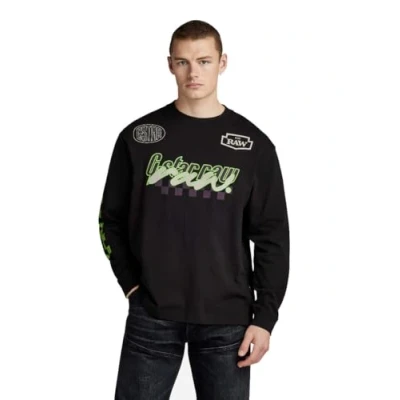 Abbildung von G Star MOTO BOXY Graphic Langarmshirt, Herren, Größe: Medium, Dk black